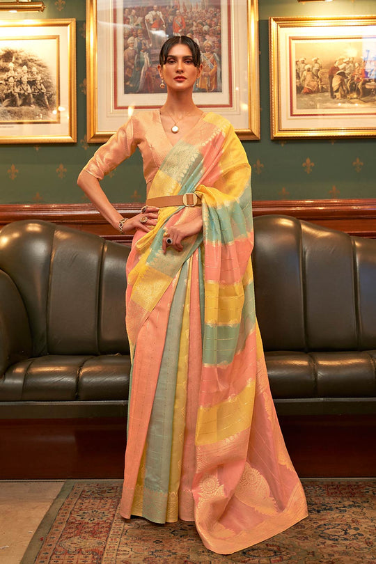 Gabriella Multi Color Sequin Organza One Minute Saree