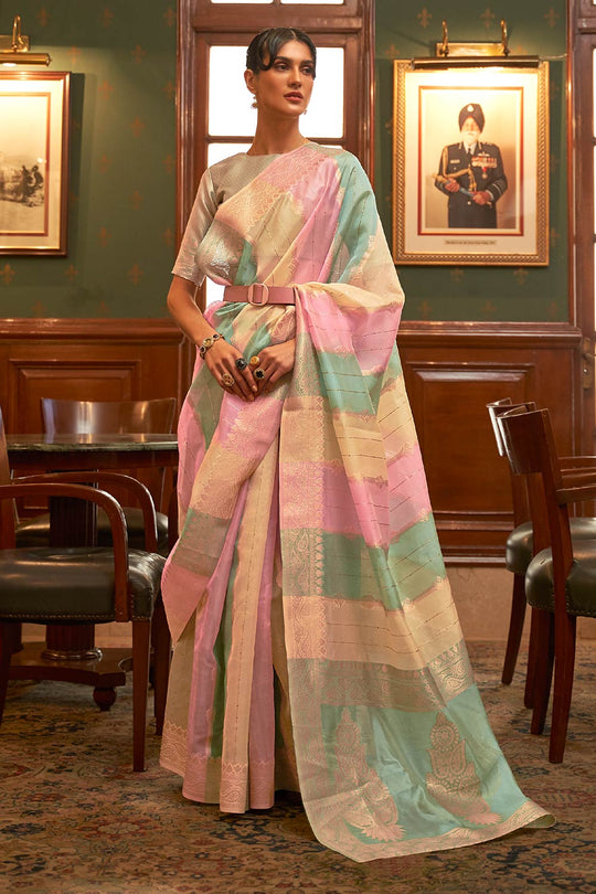 Gabriella Multi Color Sequin Organza One Minute Saree