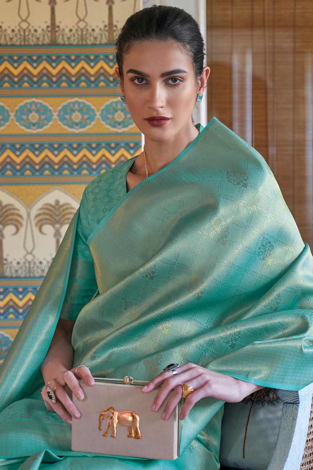Sania Mint Green Handloom Weaving Silk Ready to Wear Saree