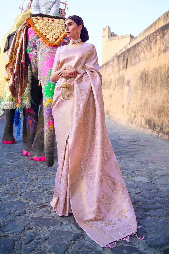 Lyra Cream Weaving Silk One Minute Saree