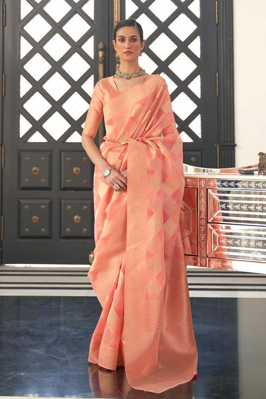 Laila Orange Organza Lace One Minute Saree