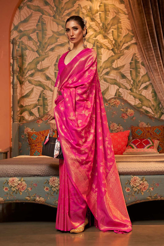 Afsa Pink Two-Tone Silk Weaving One Minute Saree