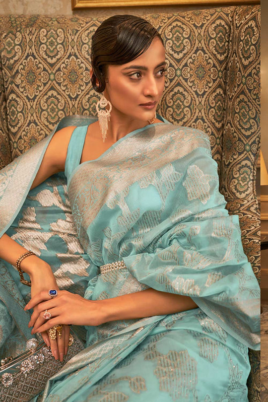 Alika Green Modal Handloom Sequins Silk One Minute Saree