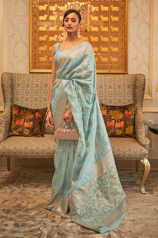 Alika Green Modal Handloom Sequins Silk One Minute Saree