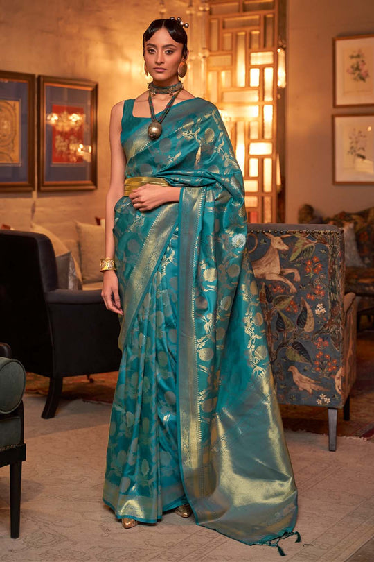 Calista Dark Green Handloom Silk One Minute Saree