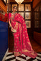 Mika Rani Pink Handloom Silk Zari Work Ready to Wear Saree