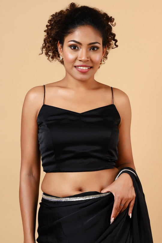 Tia Black Monochrome Satin One Minute Saree