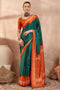 Kenya Green Modal Ajrakh Printed Ready to Wear One Minute Saree