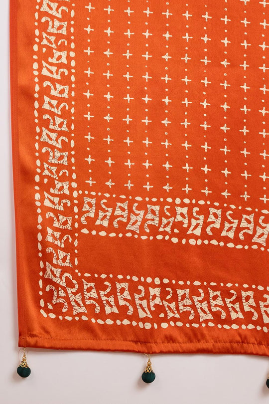 Kenya Green Modal Ajrakh Printed Ready to Wear One Minute Saree
