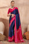 Kenya Blue Modal Ajrakh Printed Ready to Wear One Minute Saree