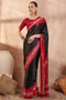Kenya Black Modal Ajrakh Printed Ready to Wear One Minute Saree
