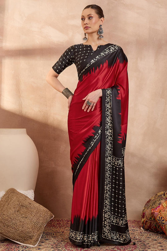Kenya Modal Ajrakh Printed Ready to Wear One Minute Saree