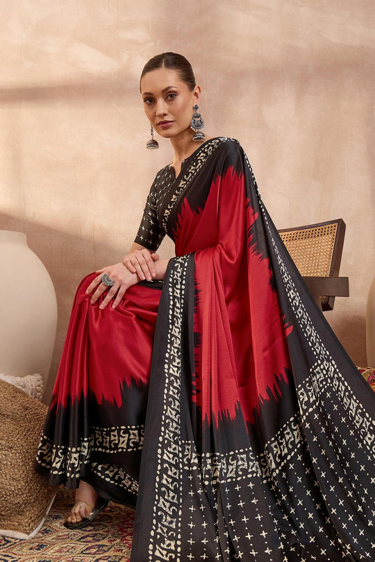 Kenya Modal Ajrakh Printed Ready to Wear One Minute Saree