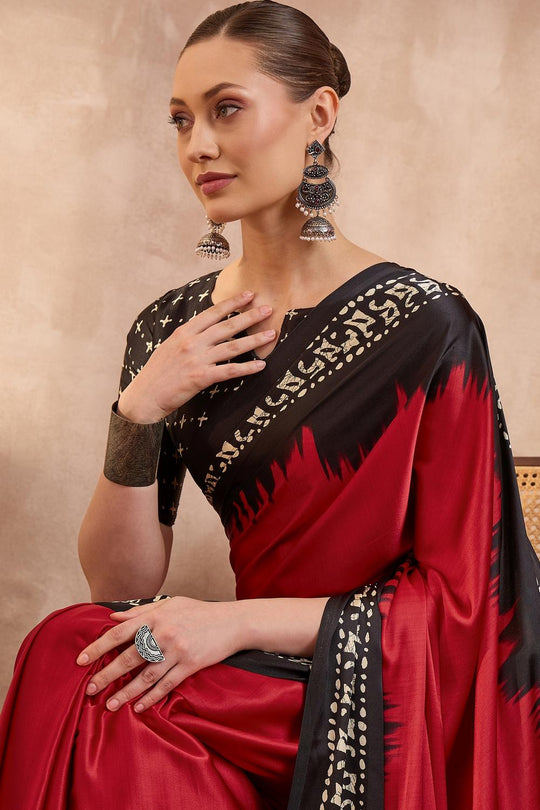 Kenya Modal Ajrakh Printed Ready to Wear One Minute Saree