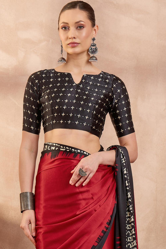 Kenya Modal Ajrakh Printed Ready to Wear One Minute Saree