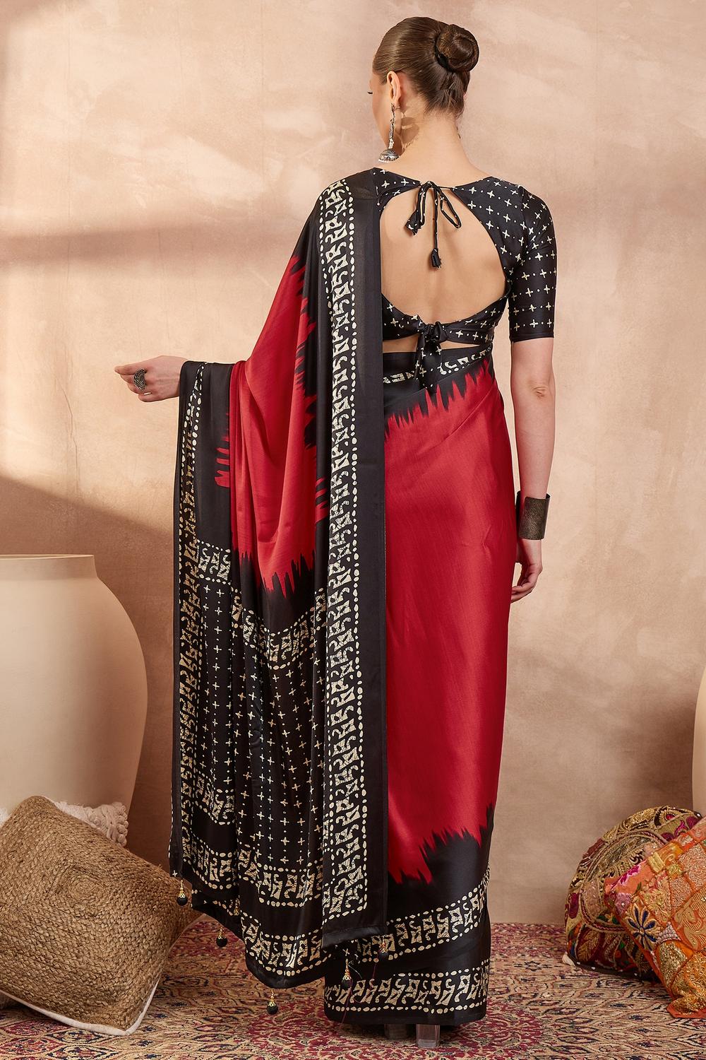 Kenya Modal Ajrakh Printed Ready to Wear One Minute Saree