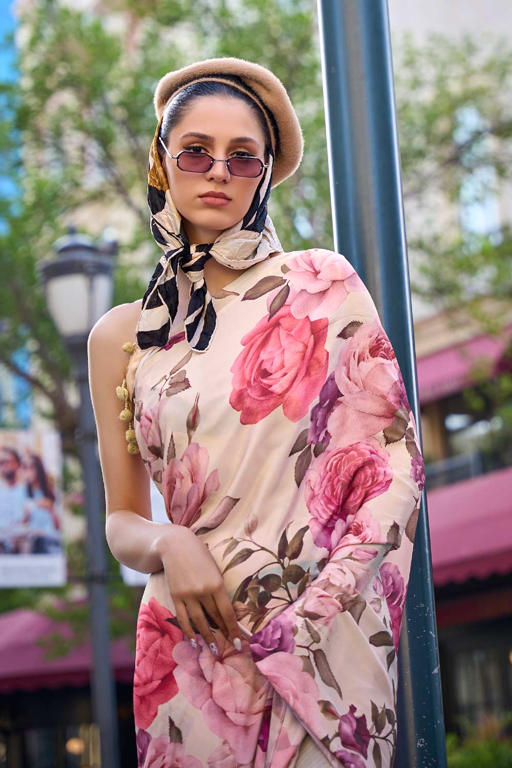 Kriss Pink Floral One Minute Saree