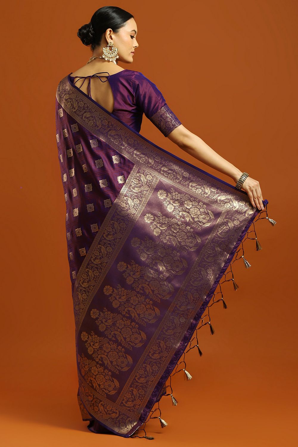 Lyla Purple Soft Silk Woven Design Ready To Wear One Minute Saree