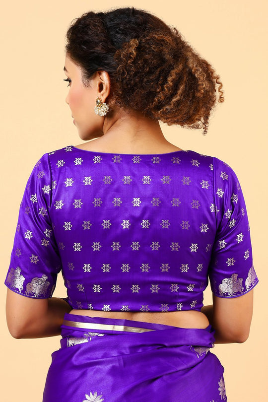 Shayna Pichwai Navy Blue Silk Foil Print Ready to Wear One Minute Saree