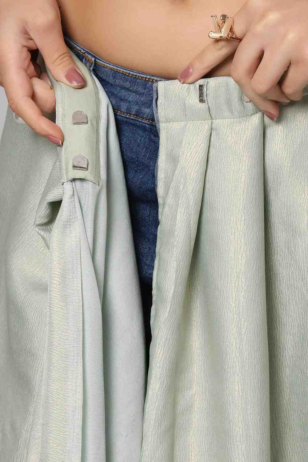 Meera Blue Georgette Shimmer Ready to Wear One Minute Saree