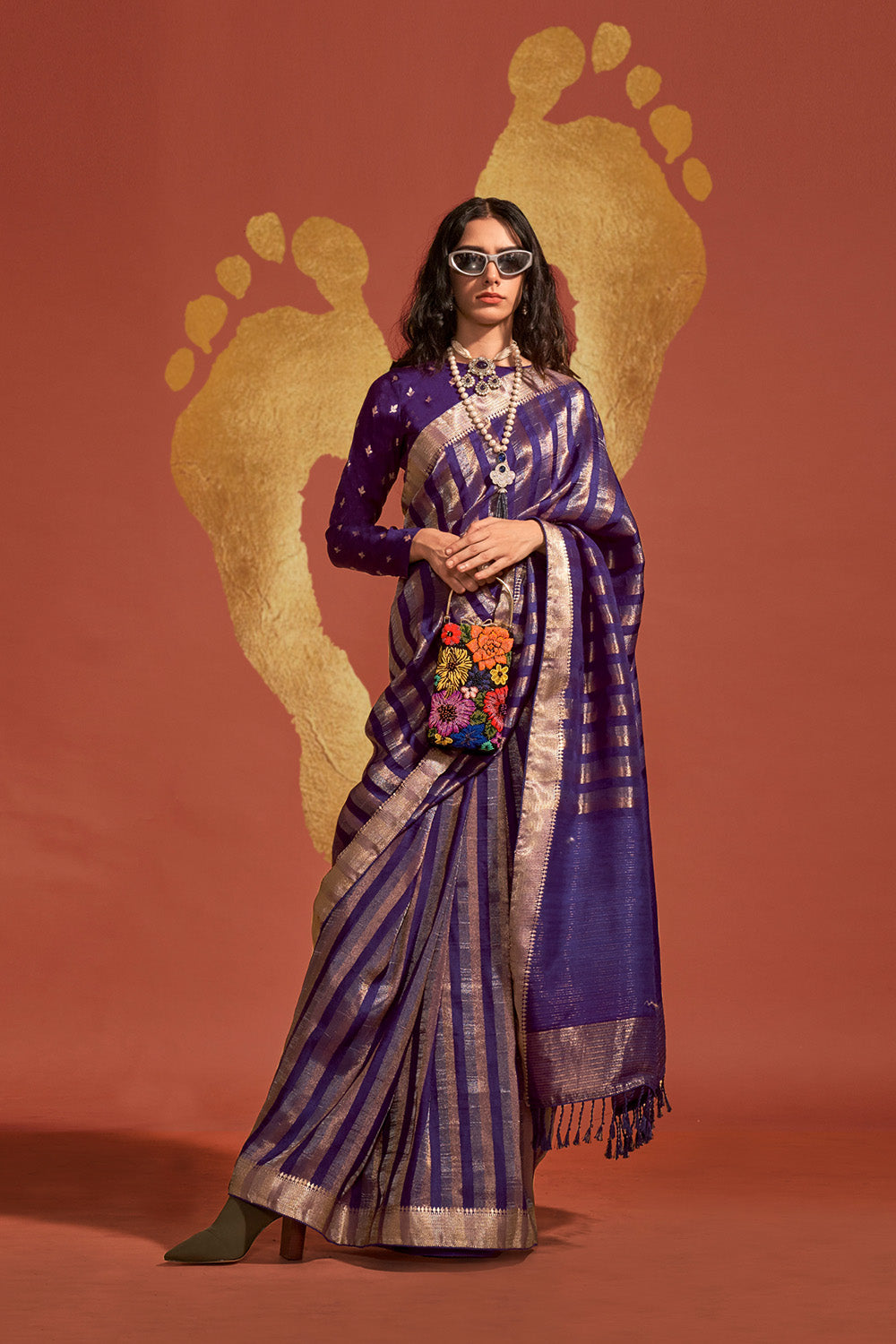 Jada Purple Viscose  Woven Ready to Wear One Minute Saree