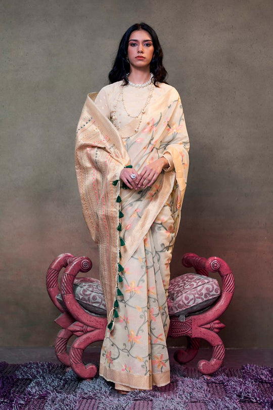 Kamiya Cream Handwoven Jamdami One Minute Saree