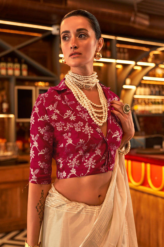 Romy Champagne Beige Viscose Handloom Weaving Ready to Wear One Minute Saree