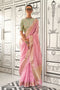 Taryn Pink Moss Chiffon Handloom Weaving Ready to Wear Saree