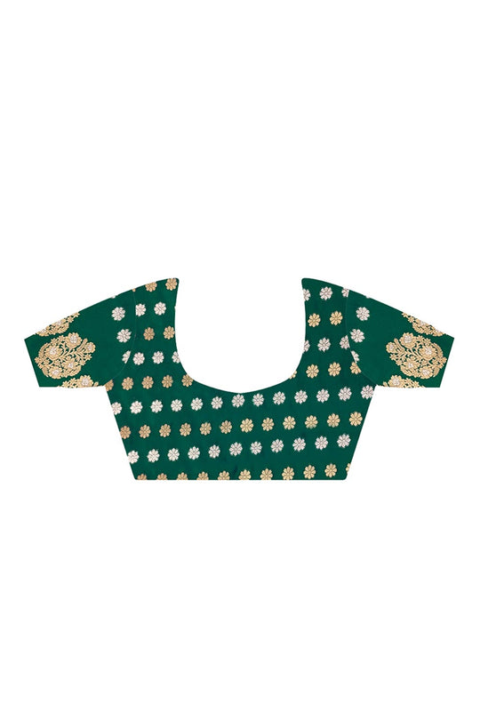 Buy Kanthkala Dark Green Designer One Minute Saree Online - Zoom In