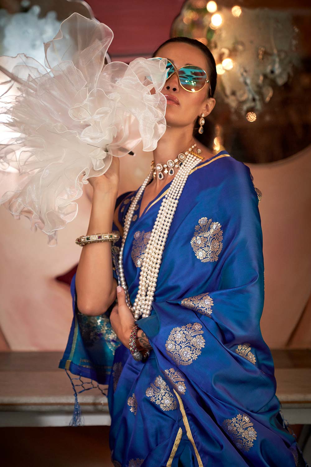 Buy Kanthkala Blue Designer One Minute Saree Online
