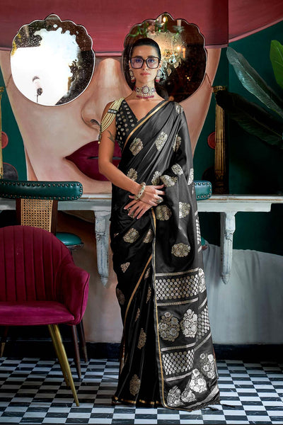 Buy Kanthkala Black Designer One Minute Saree Online