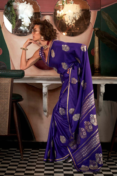 Buy Kanthkala Purple Designer One Minute Saree Online