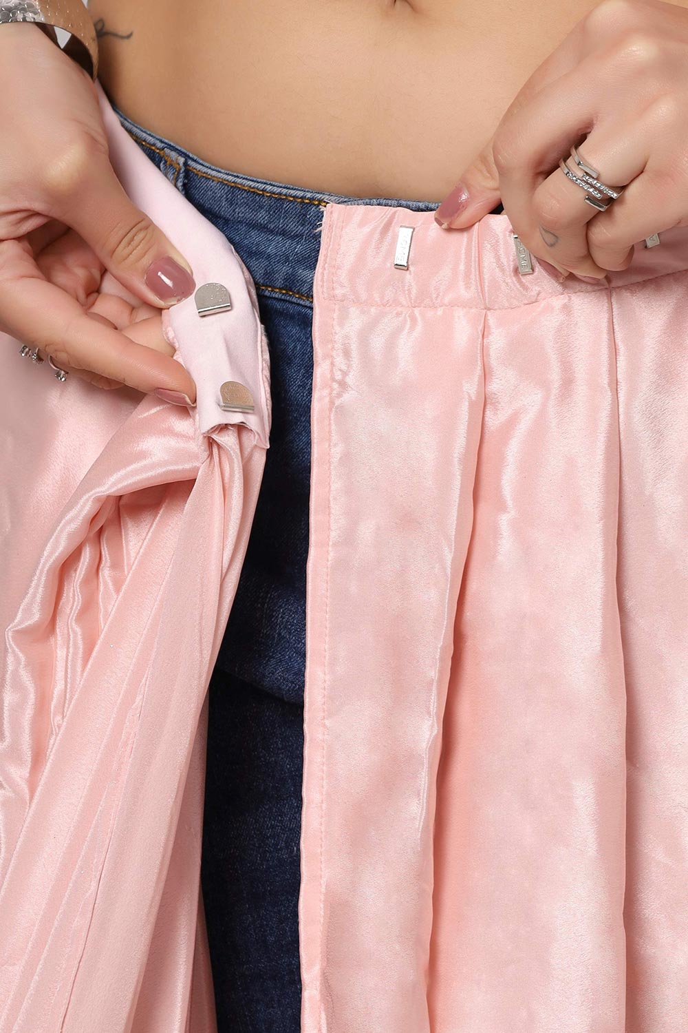 Noor Pink Crepe Embroidered Ready to Wear One Minute Saree