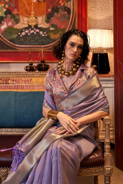 Willow Lavender Chiffon Designer One Minute Saree