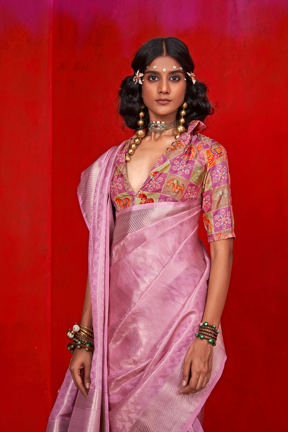 Noemie Lavendar Silk Woven Ready to Wear One Minute Saree