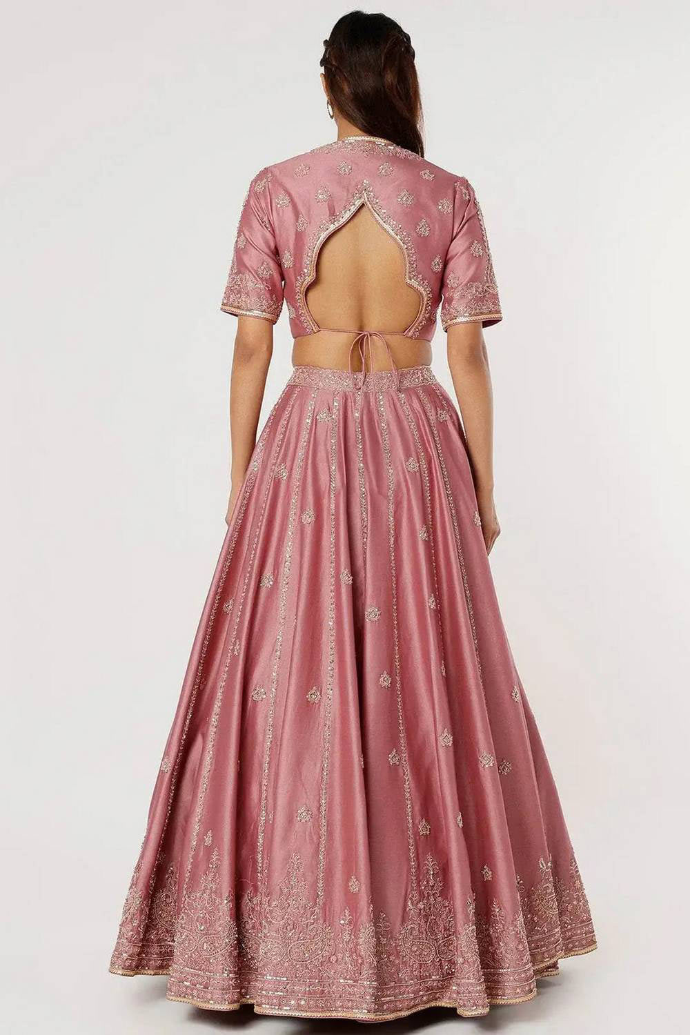 Trina Pink Sequin Embroidered Art Silk Lehenga Saree