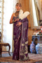 Calla Deep Wine Satin Handloom Woven Silk Ready to Wear Saree