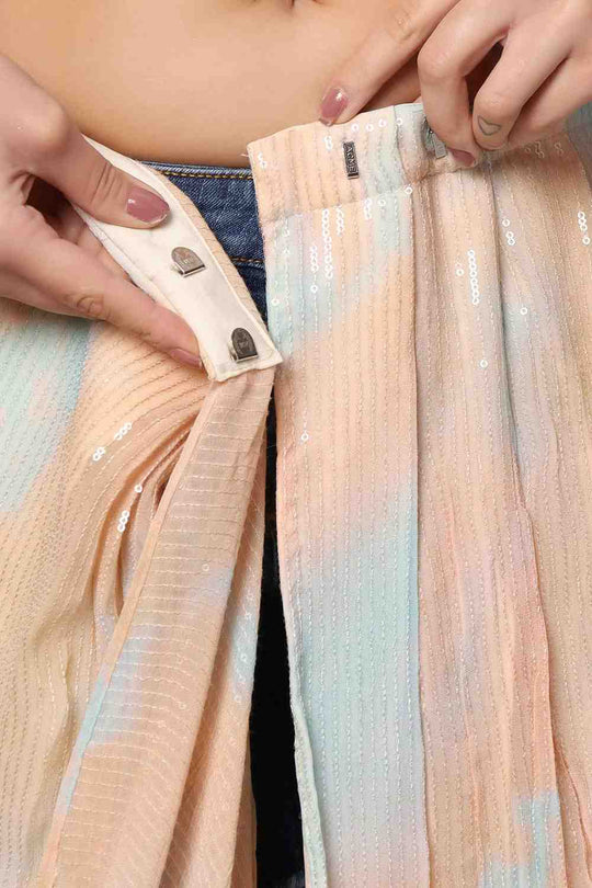 Taylor Pink Georgette Tie-Dye with Sequence Ready to Wear One Minute Saree