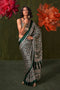 Aurora Bottle Green Designer Satin Crepe Ajrakh Print Ready to Wear Saree