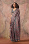 Xyla Grey Satin Ajrakh Print Ready to Wear One Minute Saree