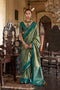 Lilka Teal Green Tussar Silk Handloom Weaving Ready to Wear One Minute Saree