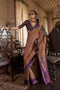 Lilka Brown Tussar Silk Handloom Weaving Ready to Wear One Minute Saree
