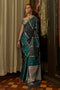 Grace  Green & Charcoal Grey Pure Satin Handloom Weaving Ready to Wear Saree