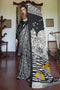 Poorna Black & White Modal Satin Cityscape Print Ready to Wear Saree