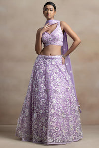 Liliana Lavender Net Thread & Sequins Embroidery Work Ready to Wear Lehenga Saree