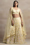 Liliana Pastel Yellow Net Thread & Sequins Embroidery Work Ready to Wear Lehenga Saree