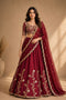 Ishaa Maroon Silk Floral Zari Embroidered Ready to Wear Lehenga Saree