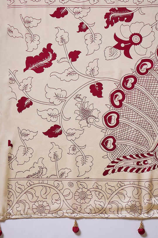 Esra Red Modal Floral Printed Ready to Wear One Minute Saree
