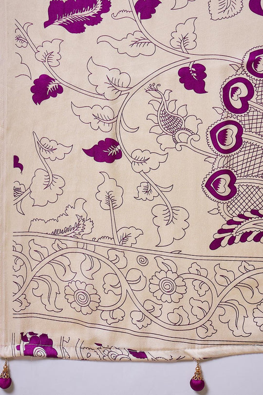 Esra Purple Modal Floral Printed Ready to Wear One Minute Saree