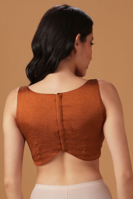 Siyara Rust Crepe Handwork Embellished Ready to Wear Saree